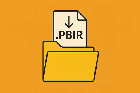A PBIR file icon above an open folder